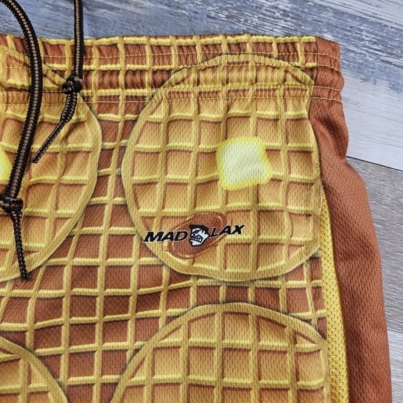 Mad LAX LaCrosse shorts Medium Balanced Breakfast Waffles print - Picture 3 of 5